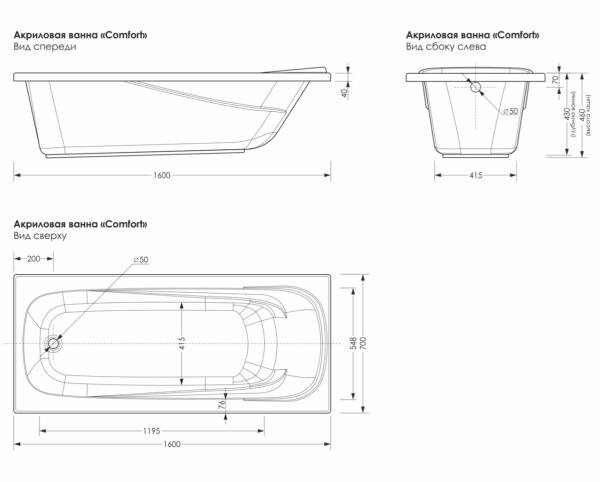 Ванна Метакам Comfort 160х70_4