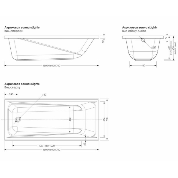 Ванна Метакам Light 150х70_4